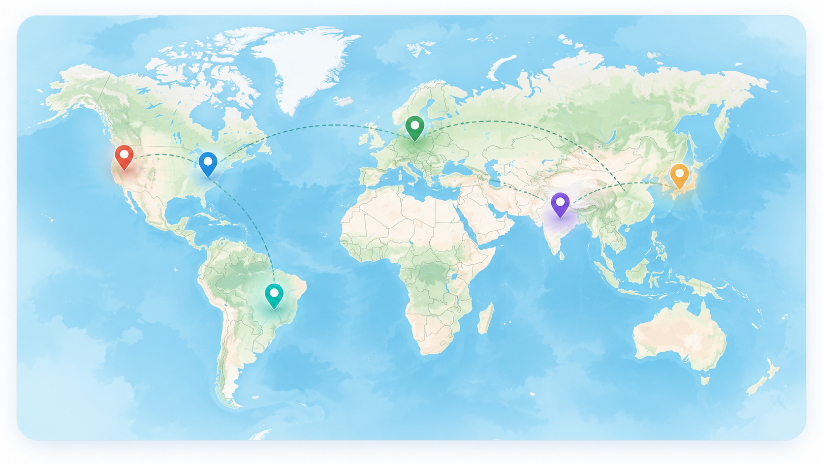 World map preview showing family locations across several regions